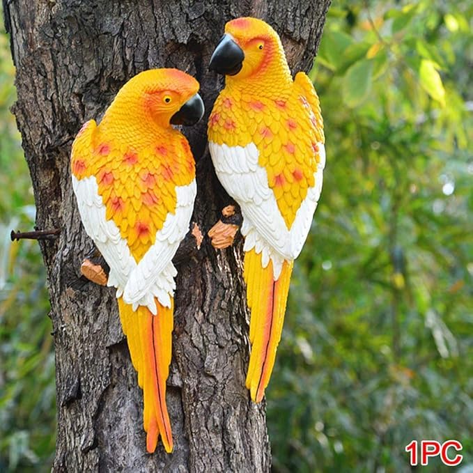 The Decorshed Stylish Wall Parrots for Garden Tree Decor, 4 Colors, Parrot for Garden, Home Decoration, Birds for Lawn- Yellow - Image 3