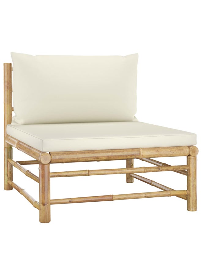 vidaxl 7 Piece Garden Lounge Set with Cream White Cushions Bamboo 3058233 - Image 5