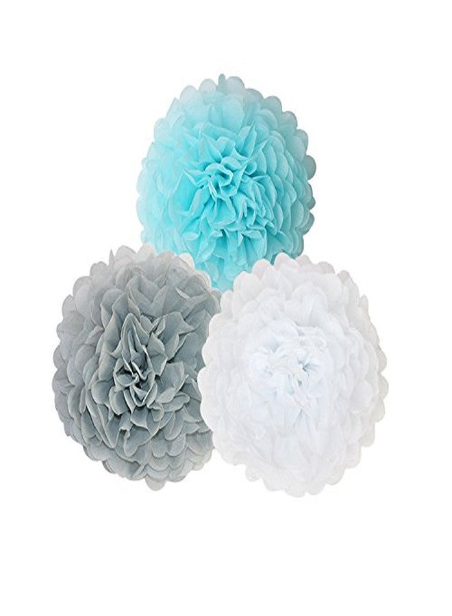 AWESON PARTY 23 Pcs Blue White Happy Birthday 1st Baby Shower Party Wedding Favors Hanging Decorations Kit with Paper Tissue Flowers Tassel Hangings and Dots Garlands Decorations - Image 2