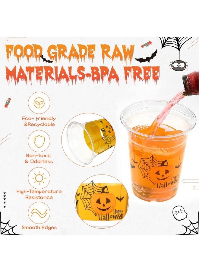 Chengu - 12 Oz Halloween Party Cups Orange Plastic Pumpkin Party Favor Cups Printed Party Cups Reusable Halloween Cup Disposable Cups For Kids Adults (36 Pieces) - Image 1