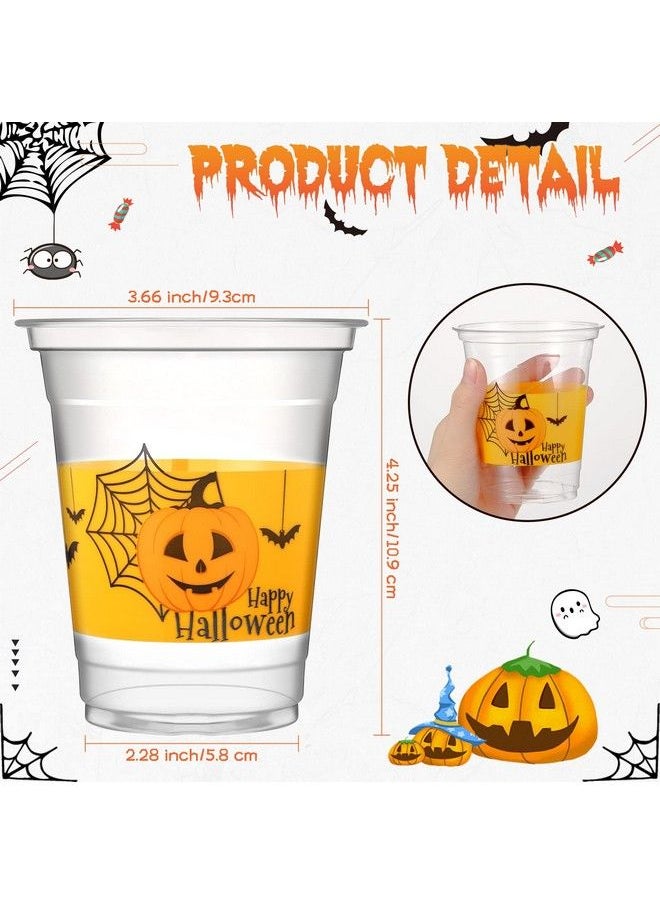 Chengu - 12 Oz Halloween Party Cups Orange Plastic Pumpkin Party Favor Cups Printed Party Cups Reusable Halloween Cup Disposable Cups For Kids Adults (36 Pieces) - Image 1