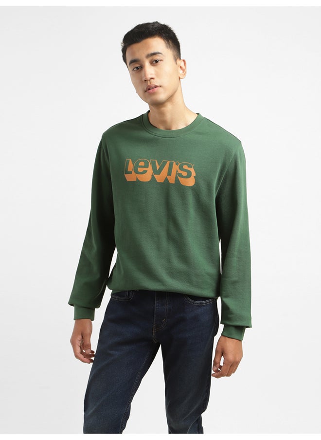 Levi's سويت شيرت رجالي باللون الأخضر بطبعة خطوط ورقبة دائرية  - Image 2