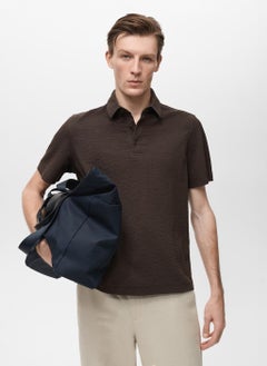 Mango Man Seersucker Cotton Polo Shirt  - Image 1