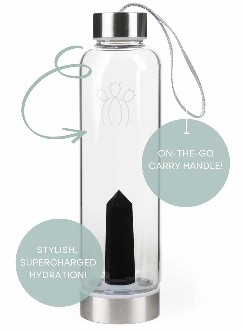 Prickly Pear Obsidian Interchangeable Crystal Water Bottle