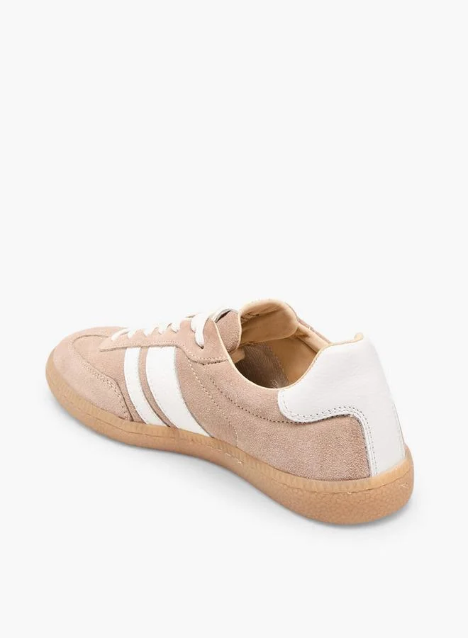 Duchini BEIGE Women Lace-Up Leather Ankle Sneakers for Women | Best Price UAE