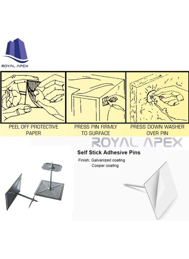 Royal Apex Self-Stuck Up Stick Stuck-Up Adhesive Insulation Foam Pin With Lock Washer For Attaching Insulating Materials On Smooth Surfaces 2X2X2 Inch Pack Of 100 - Image 2
