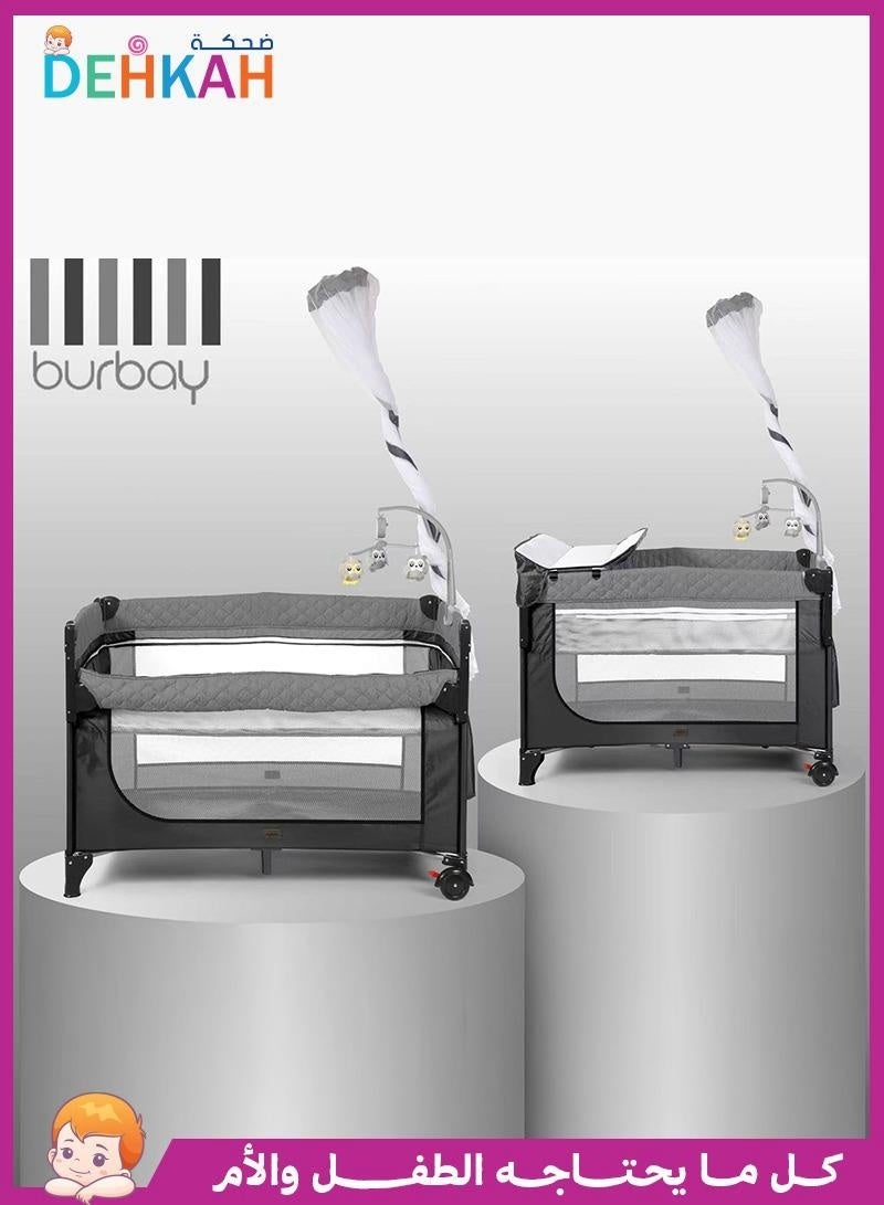 burbay Double bed and crib with side opening, changing table and full mosquito net - Image 1