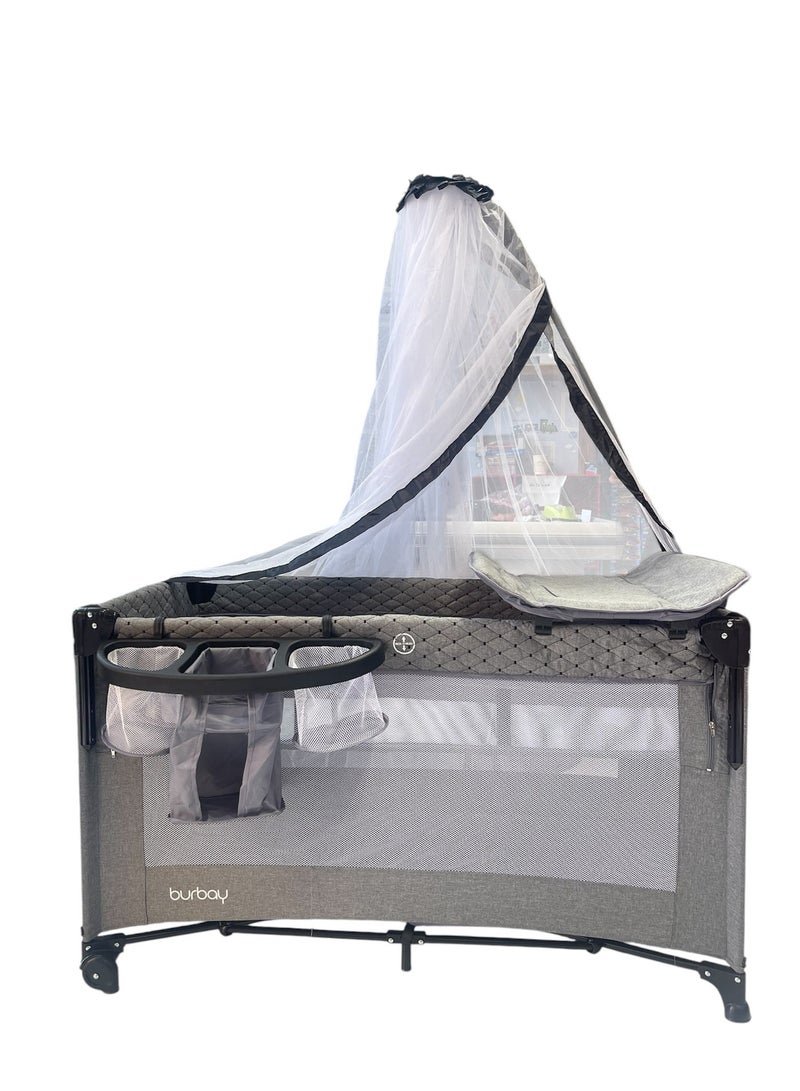 burbay Double bed and crib with side opening, changing table and full mosquito net - Image 3