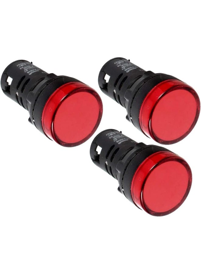 Royal Apex Led Pilot Panel Indicator Lamp Led Voltage Indication Panel Light Warning Light Pack Of 3 Red