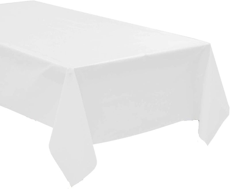 3 Pack Plastic Tablecloth Rectangle 54" X 108" Premium Disposable Table Cover for Party Birthday Wedding (White)