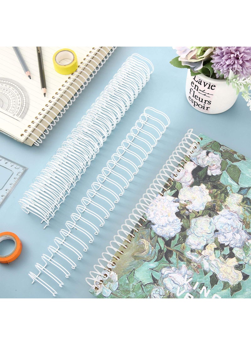 Zonon Zonon 6 Pieces Binding Wire Twin Loop Wire Binding Spines Double Loop Binding Wire 1 Inch Cinch Wire Binding Diameter 23 Holes for Teacher Student Document Notebook Making (White)  - Image 3
