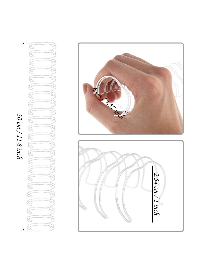 Zonon Zonon 6 Pieces Binding Wire Twin Loop Wire Binding Spines Double Loop Binding Wire 1 Inch Cinch Wire Binding Diameter 23 Holes for Teacher Student Document Notebook Making (White)  - Image 2
