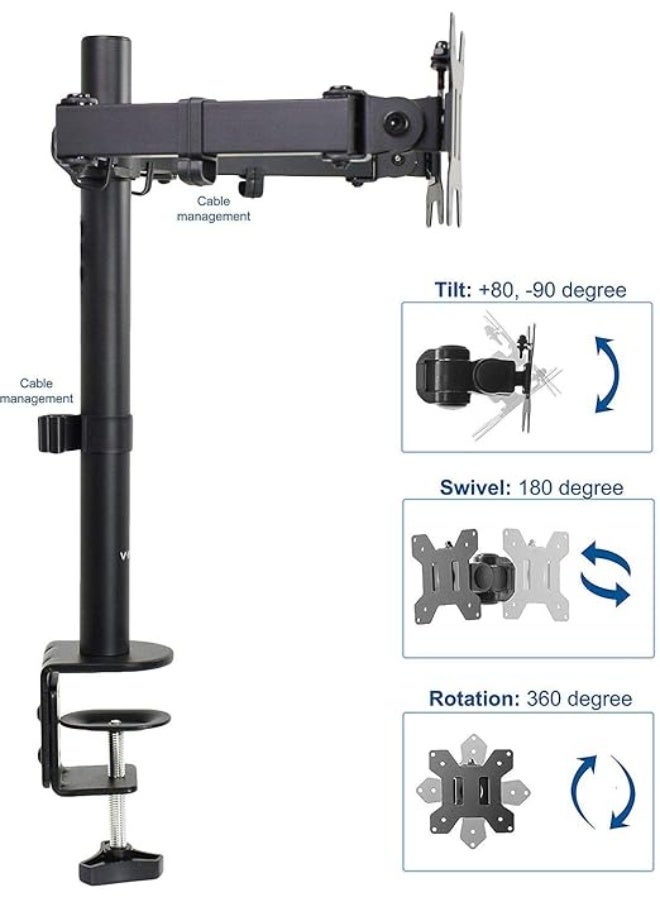 Dual Monitor Stand Desk Mount, Adjustable Full Motion Arm for 23 to 27 Inch Screens, Space-Saving Ergonomic Bracket - Image 4