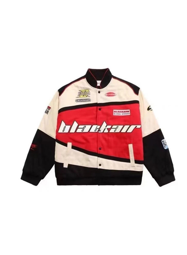 general American-style fully embroidered retro racing jersey jacket for men and women European and American i tide brand fried arcade car jacket autumn and winter baseball uniform - Image 1