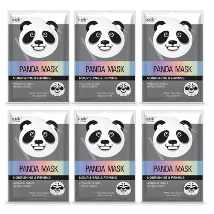 Epielle Character Face Mask Panda 6 Pack, Fun & Effective Korean Skin Care, Spa Party Favors, Stocking Stuffers, Birthday Gifts for Women, Self Care Gifts - Image 1