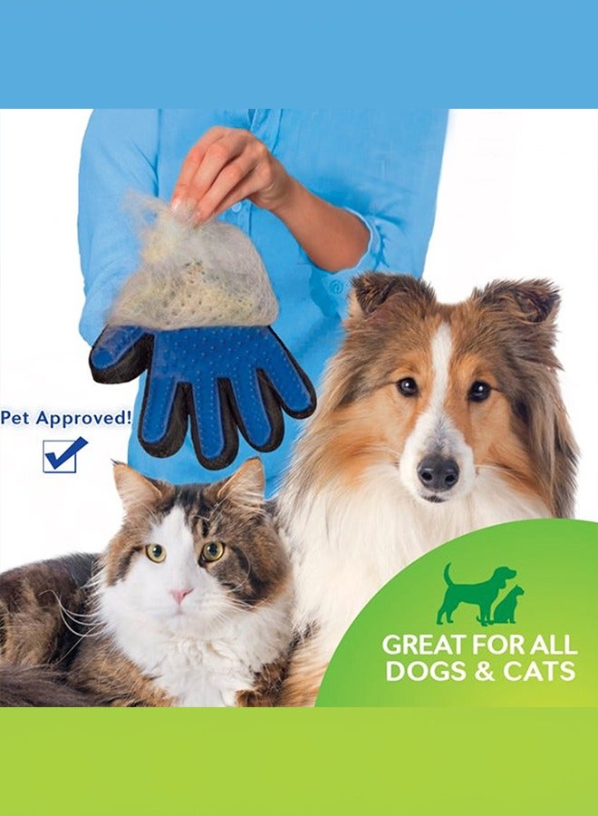MARGOUN قفازات إزالة شعر الحيوانات الأليفة بخمسة أصابع - قفازات غسل وتجميل الكلاب باللون الأزرق - Image 5