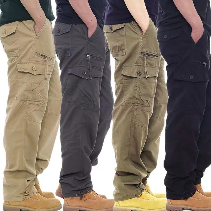 Wear-Resistant Multi-Pocket Overalls Men'S Straight Trousers Work Pants Labor Protection Pants Loose Fat Pants - Image 2