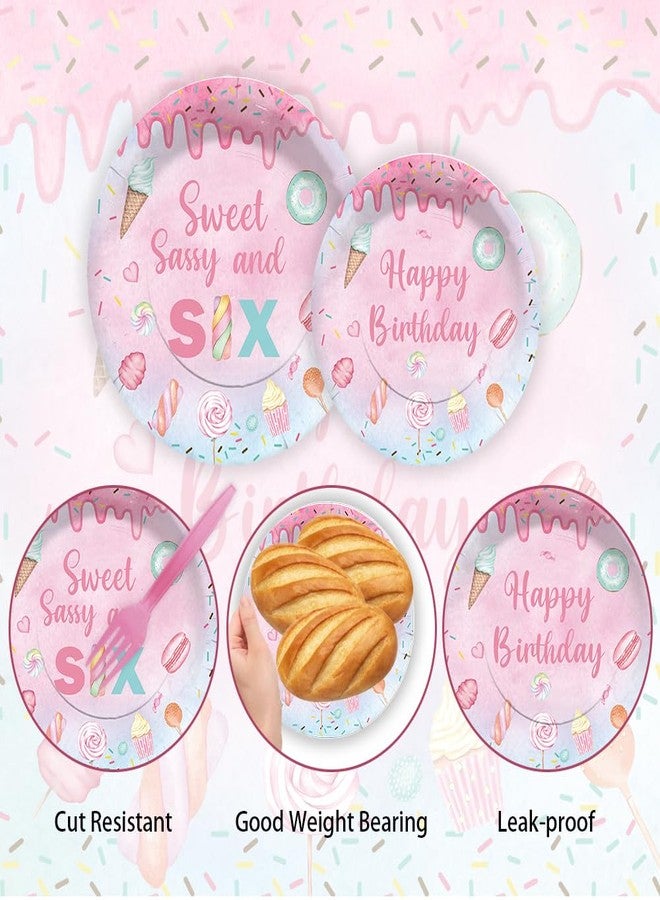 Lofaris Sweet Sassy and Six Birthday Party Supplies Serves 24 - 192Pcs Donut Tableware Set - Candy Dessert Theme Decorations Plates Napkins Cups for Girls - Image 3