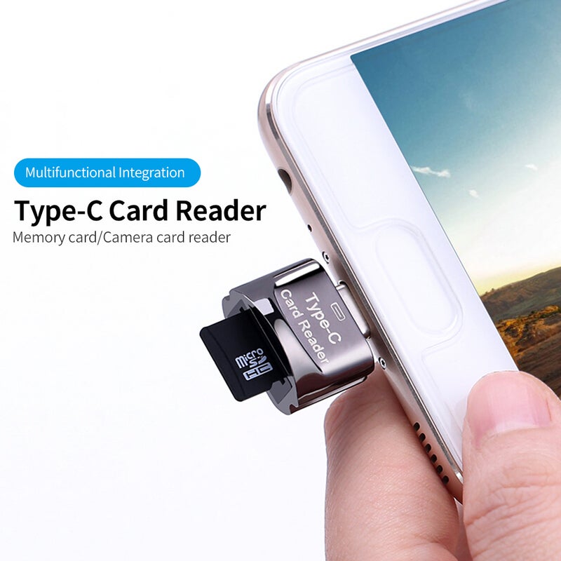 Type-C Card Reader: Grey, Fast Recognition, Plug Play - Wide Compatibility, TF Card Reader for Type-C Phones, Tablets, Laptops - Image 2