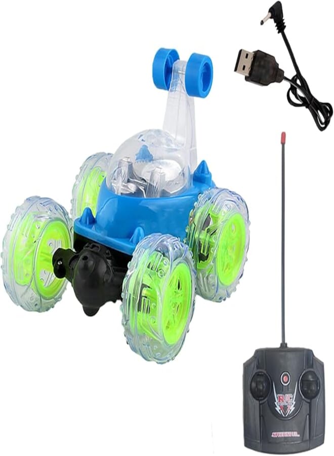 VGRASSP Rechargeable 360 Degree Rotation Stunt King Remote Control Stunning Moves Car Toy for Kids with Colorful Flashing Lights and Dynamic Music - Multicolor (Color As Per Stock)