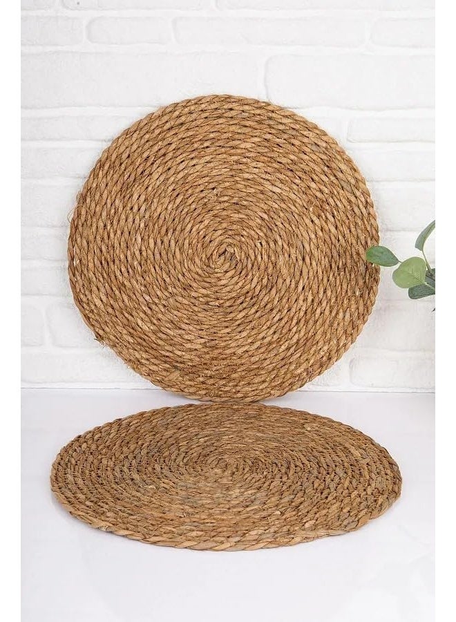 كوستر خوص طبيعي مجدول – قاعدة أكواب للمشروبات الساخنة والباردة – ديكور مائدة وتقديم الطعام (قطعتين) - Image 1