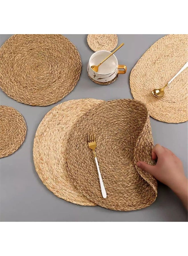 كوستر خوص طبيعي مجدول – قاعدة أكواب للمشروبات الساخنة والباردة – ديكور مائدة وتقديم الطعام (قطعتين) - Image 2