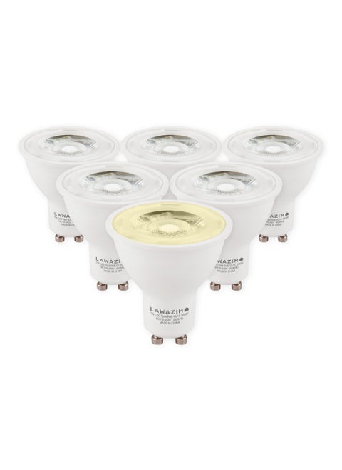 طقم لمبة مكون من 6 قطع 7 واط - 3000K أصفر - لمبات LED Spot GU10، تعادل 75 واط، موفرة للطاقة، غير قابلة للتعتيم، سطوع 518 لومن، عمر طويل 15,000 ساعة، مثالية لإضاءة السقف، الإضاءة المدمجة، الإضاءة المركّزة للمساحات الداخلية.