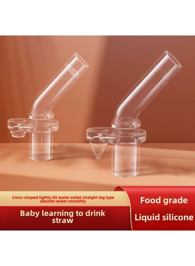 Baby Cup Liquid Silicone Straw/baby Bottle Drinking Cup Accessories/straight Through Cross Hole Elbow Baby Elephant Straw-Color:Cross-hole Style  - Image 2