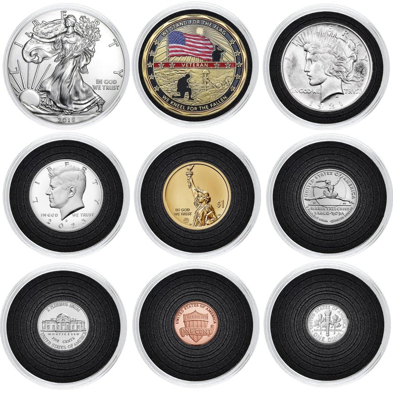 MUDOR Silver Dollar Coin Holders with 10 Size Gasket, 100 Pack Coin Storage Cases for Silver Eagle,Morgan,Cent,Nickel,Quarter, Plastic Coin Collection Supplies Protectors Capsules for Collectors - Image 2