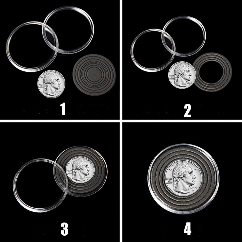 MUDOR Silver Dollar Coin Holders with 10 Size Gasket, 100 Pack Coin Storage Cases for Silver Eagle,Morgan,Cent,Nickel,Quarter, Plastic Coin Collection Supplies Protectors Capsules for Collectors - Image 3