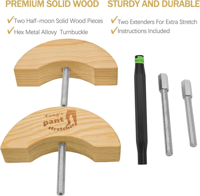 tangs Heavy Duty Pants Stretcher (or Waist Stretcher) for Jeans, Wooden & Aerial Aluminum Alloy Adjustable Waistband Expander - Deep 1-3 Inch Stretch - Fits 30" to 59" Trousers (or Slacks). - Image 4