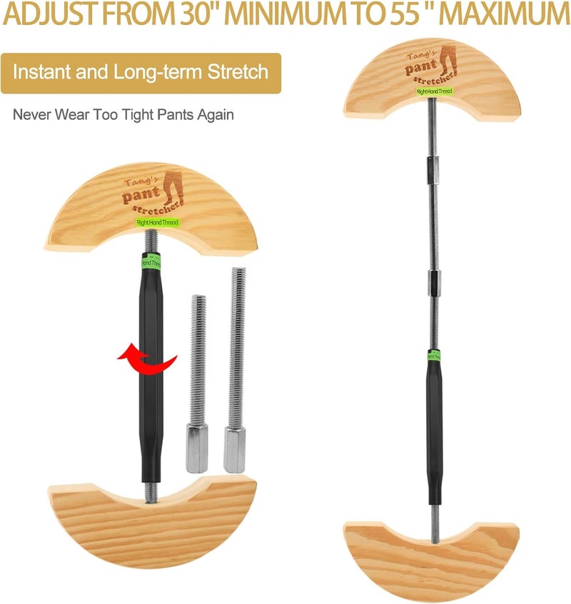 tangs Heavy Duty Pants Stretcher (or Waist Stretcher) for Jeans, Wooden & Aerial Aluminum Alloy Adjustable Waistband Expander - Deep 1-3 Inch Stretch - Fits 30" to 59" Trousers (or Slacks). - Image 5