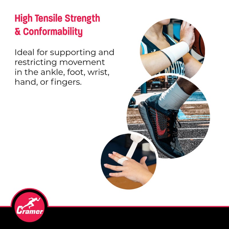 Cramer Team Color Athletic Tape, 1.5" x 10 Yards White, Easy Tear Sports Tape for Ankle, Wrist & Knee, Latex-Free Adhesive, Strong Support, Athletic Training Tape Roll - Image 5