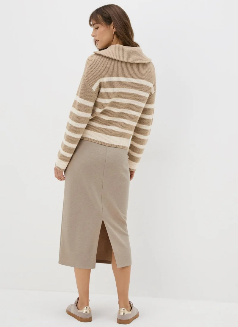 Matalan Beige Ribbed Midi Skirt