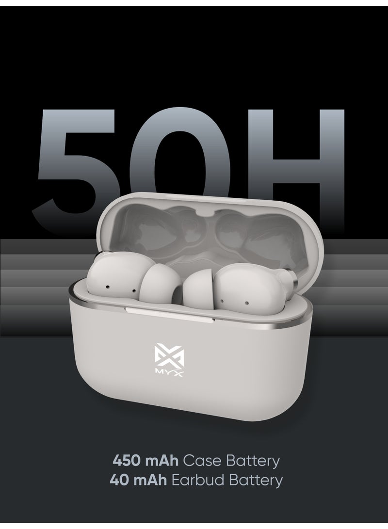 MYX MuseBuds MT60B True Wireless Earbuds | Environmental Noise Cancellation (ENC) with 4 Microphones | 50H Ultra-Long Battery Life | Bluetooth 5.3 | 11mm HD Sound Drivers | Type-C Fast Charging | Compatible with iPhone, Samsung, Android - Image 5