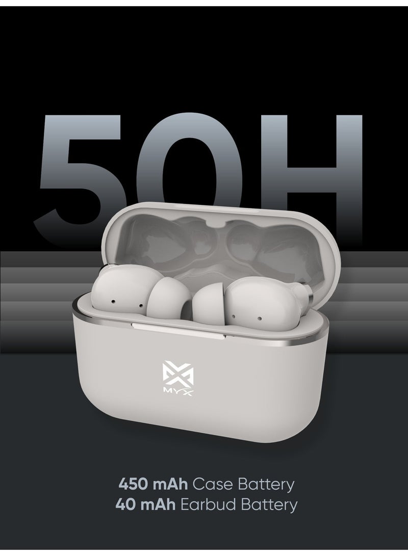 MYX MuseBuds MT60B True Wireless Earbuds | Environmental Noise Cancellation (ENC) with 4 Microphones | 50H Ultra-Long Battery Life | Bluetooth 5.3 | 11mm HD Sound Drivers | Type-C Fast Charging | Compatible with iPhone, Samsung, Android - Image 5