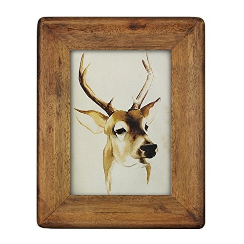 icheesday Picture Frame 5x7 Inch,Rustic Wood Photo Frames with Real Glass,Wall Hanging and Tabletop Standing,Vertical or Horizontal Display (Brown) - Image 1
