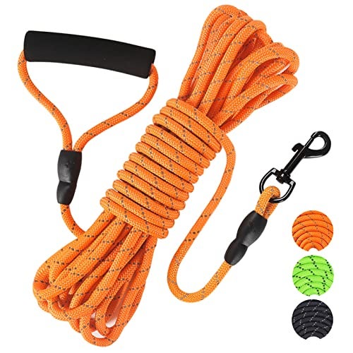 Vivifying Long Dog Leash, 32ft Reflective Dog Training Leash for Outside and Yard, Floating Long Line Lead with Soft Handle for Camping, Hiking, Swimming, Beach and Lake (Orange) - Image 1