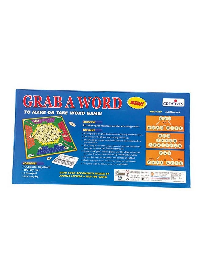 Creative's Creative's Grab a Word | Improve Spelling & Language Skills for Kids | Learning Board Game for Kids | Fun Board Game | Children to Build Scoring Words | 100 Play Tiles | Ages 8 & Up  - Image 3