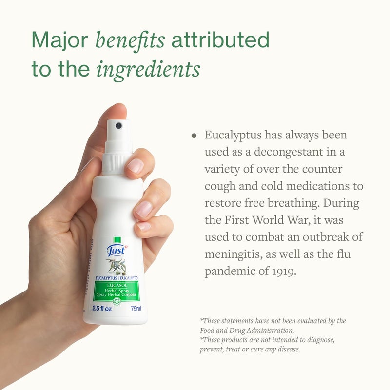 SwissJust Eucasol Spray 75ml. Enriched With Eucalyptus Essential Oil. Alternative Room, Pillow Or Fabric Spray. Eucalyptus Spray by Swiss Just - Image 5