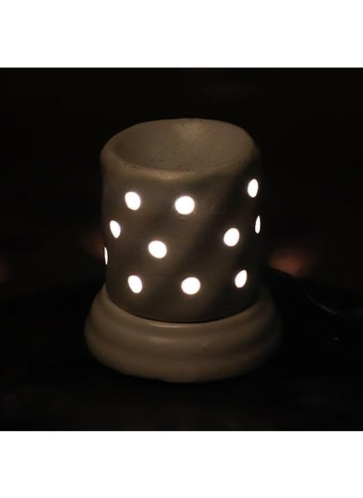 DECOVAA DECOVAA Handcrafted Electric Ceramic Aroma Oil Diffuser Night Lamp Aromatherapy Oil BurnerWax Warmer for Home Decor Offices SPA Restaurants Yoga Off White  - Image 4