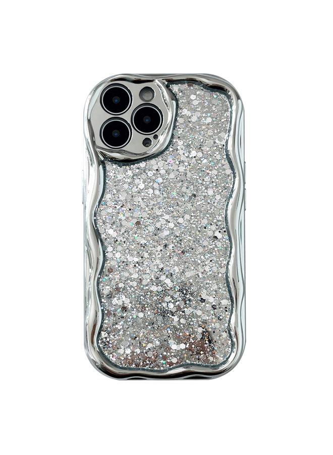 S-TOP Case For iPhone 15 Pro Electroplated TPU Wavy Edge Glitter Phone Case - Image 1