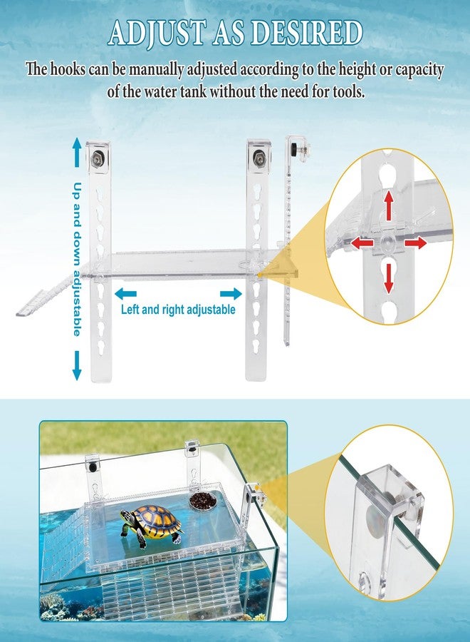 KOLLIEE Turtle Basking Platform Easy Mount Adjustable Hanging,Multifunctional Acrylic Turtle Dock with Freely Installable Climbing Ramps for Thick Tank Salamander Frog Turtles Tank 11.8x7.1 Inch - Image 4
