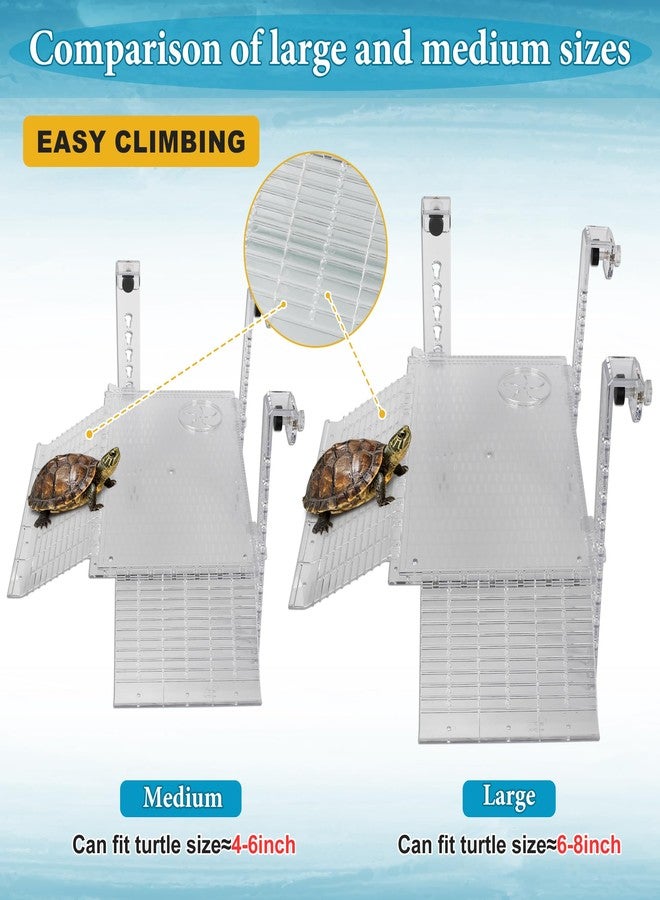 KOLLIEE Turtle Basking Platform Easy Mount Adjustable Hanging,Multifunctional Acrylic Turtle Dock with Freely Installable Climbing Ramps for Thick Tank Salamander Frog Turtles Tank 11.8x7.1 Inch - Image 5