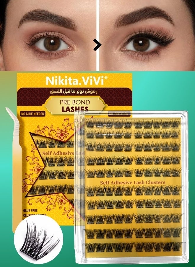 NIKITA.VIVI طقم رموش مسبقة الالتصاق مع ملاقط رموش ذاتية الالتصاق مجموعة رموش أوسع، رموش صناعية د كيرل مجموعات رموش مسبقة اللصق مجموعة رموش رقيقة رموش صناعية للمبتدئين واستخدام الصالون طقم تمديد رموش افعلها بنفسك رموش صناعية طقم مكياج العين 10-16 مم 100 قطعة - Image 1