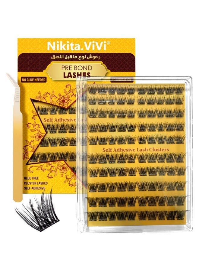 NIKITA.VIVI طقم رموش مسبقة الالتصاق مع ملاقط رموش ذاتية الالتصاق مجموعة رموش أوسع، رموش صناعية د كيرل مجموعات رموش مسبقة اللصق مجموعة رموش رقيقة رموش صناعية للمبتدئين واستخدام الصالون طقم تمديد رموش افعلها بنفسك رموش صناعية طقم مكياج العين 10-16 مم 100 قطعة - Image 2