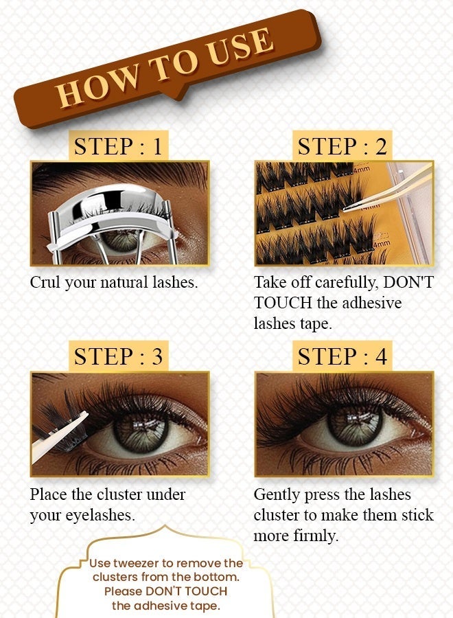 NIKITA.VIVI Pre Bond Lashes Kit with Tweezers Self Adhesive Eyelashes Wider Eyelash Clusters Kit, False Eyelashes D Curl Pre Glued Lash Clusters Wispy Lash Cluster Kit False Lashes for Beginners and Salon use Press On DIY Lash Extension Kit Falselashes Eye Makeup Kit 10-16mm Size 100 Pcs - Image 4