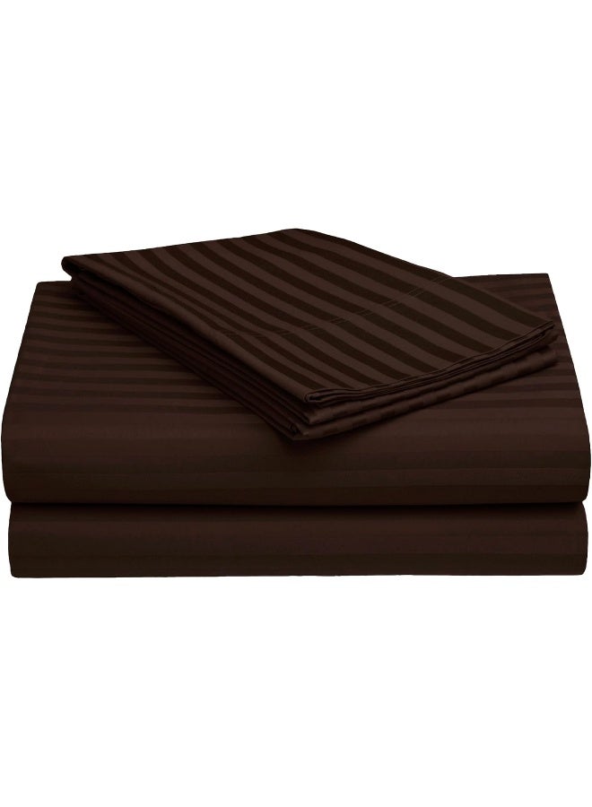 Story@Home Story@Home Aster Bedsheet 300 TC Microfiber Stripes Pattern1 Double Bedsheet with 2 Pillow Covers, Brown  - Image 4