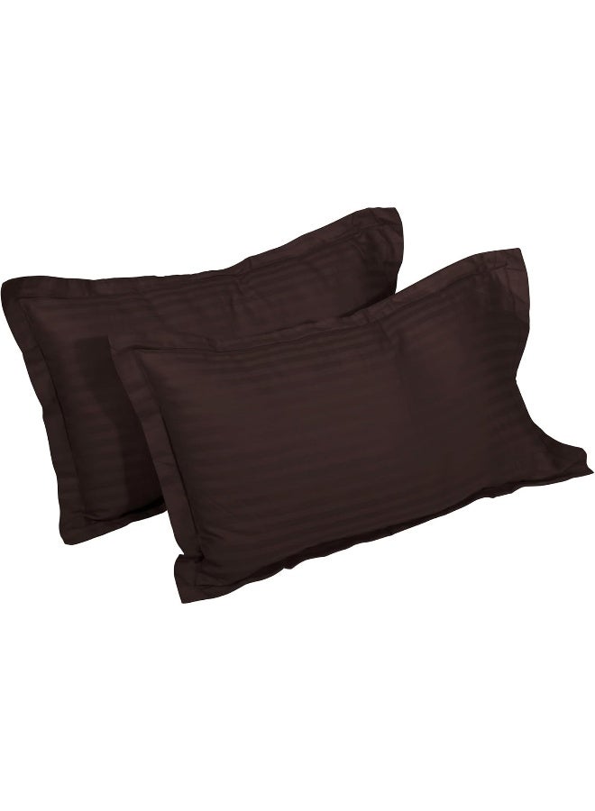 Story@Home Story@Home Aster Bedsheet 300 TC Microfiber Stripes Pattern1 Double Bedsheet with 2 Pillow Covers, Brown  - Image 3