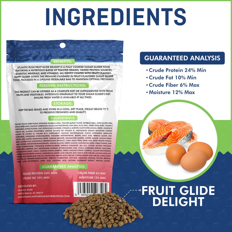Atlantic Rush Fruit Glide Delight Sugar Glider Food - 2lb Resealable Bag of Food for Sugar Gliders - Sourced and Made in USA - Sugar Glider Supplies - Sugar Glider Stuff - Sugar Glider Treats - Image 2